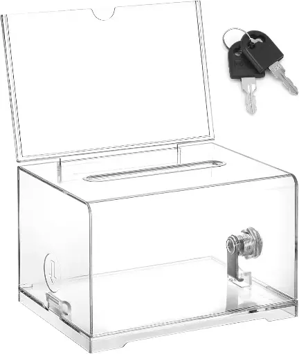 Spendenbox transparent (inkl. Schlüssel)